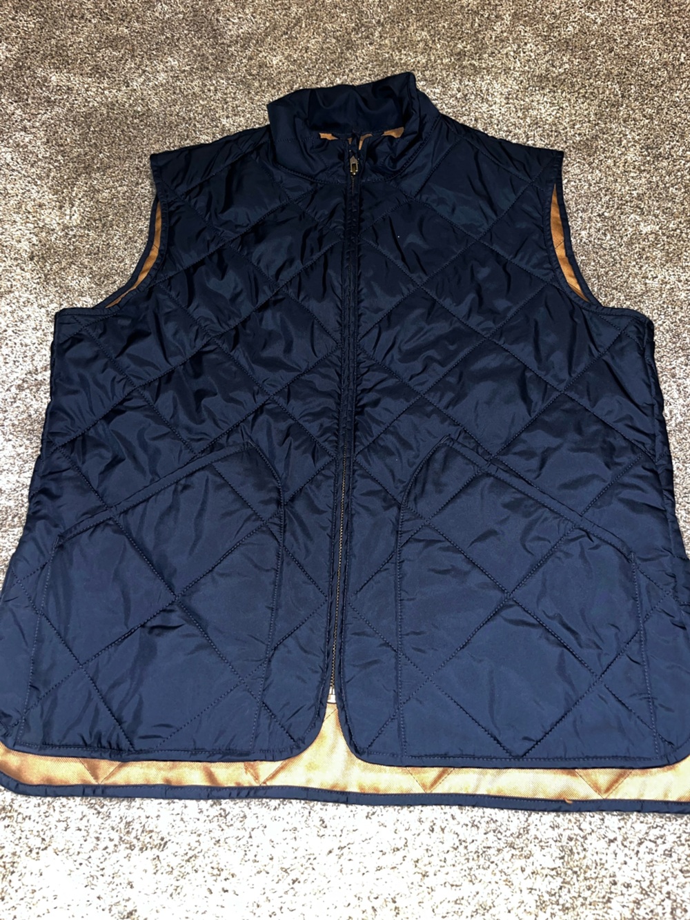 J Crew Vest Mens S Navy Blue Polyester Quilted Authentic Outerwear Classic